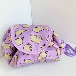 Pusheen Purple Drawstring Makeup Bag Lay Flat Travel Pouch Pusheen Box Exclusive